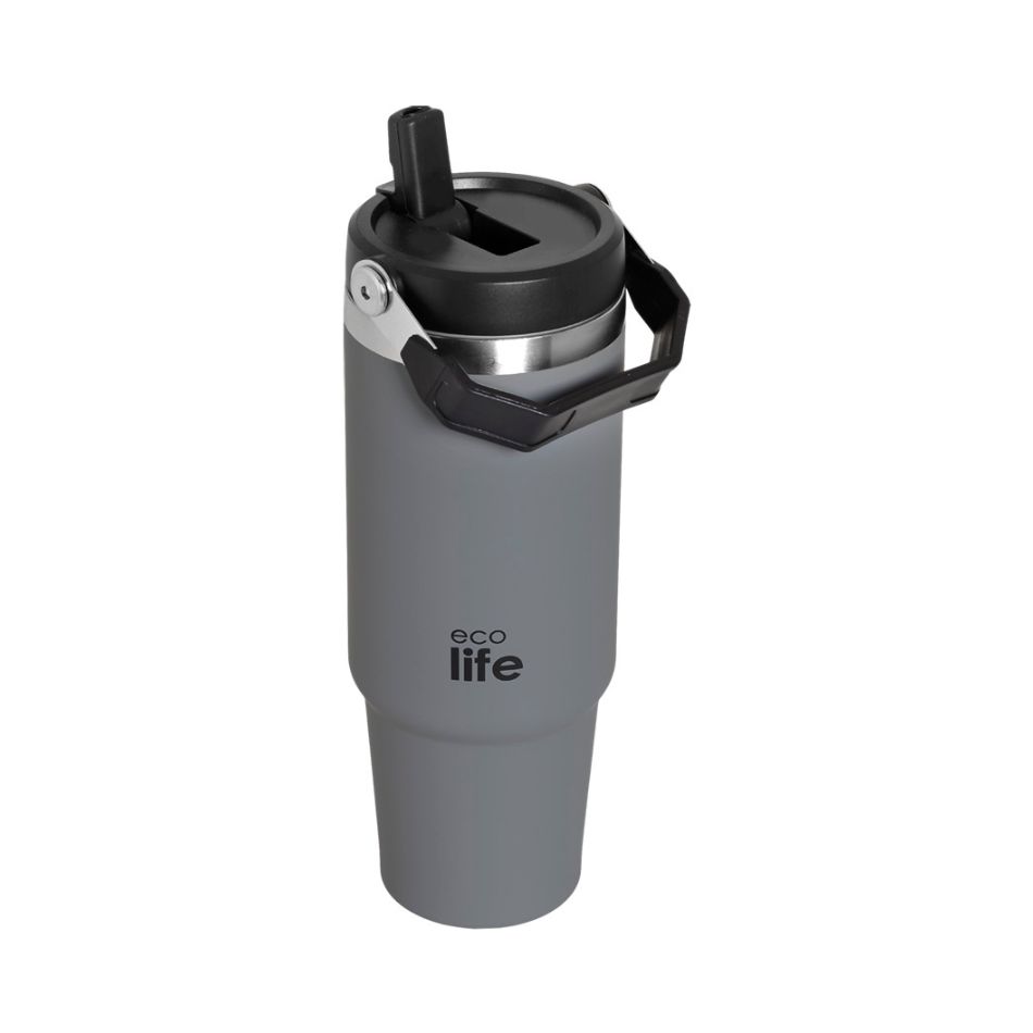 ECOLIFE HANDLE LID TUMBLER 900ML GRAY KOUREAS TOYS