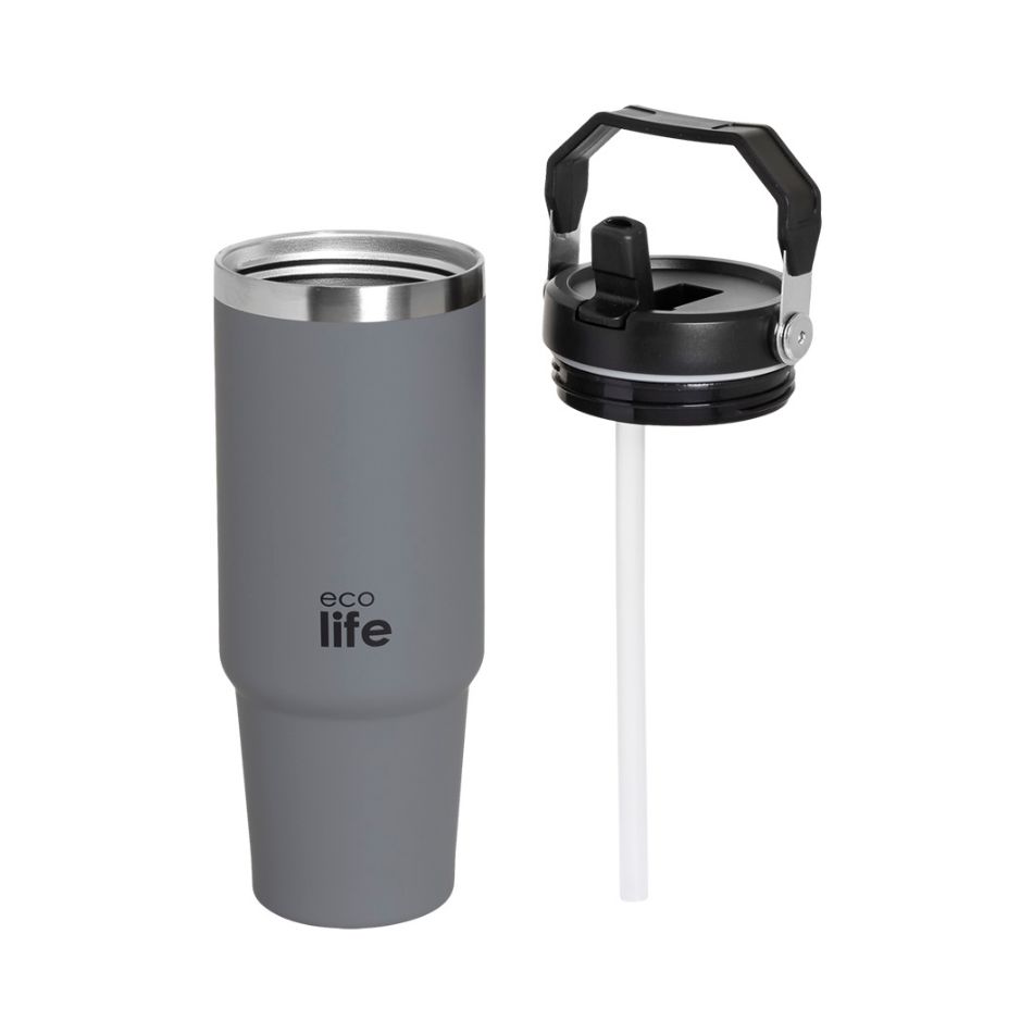 ECOLIFE HANDLE LID TUMBLER 900ML GRAY KOUREAS TOYS