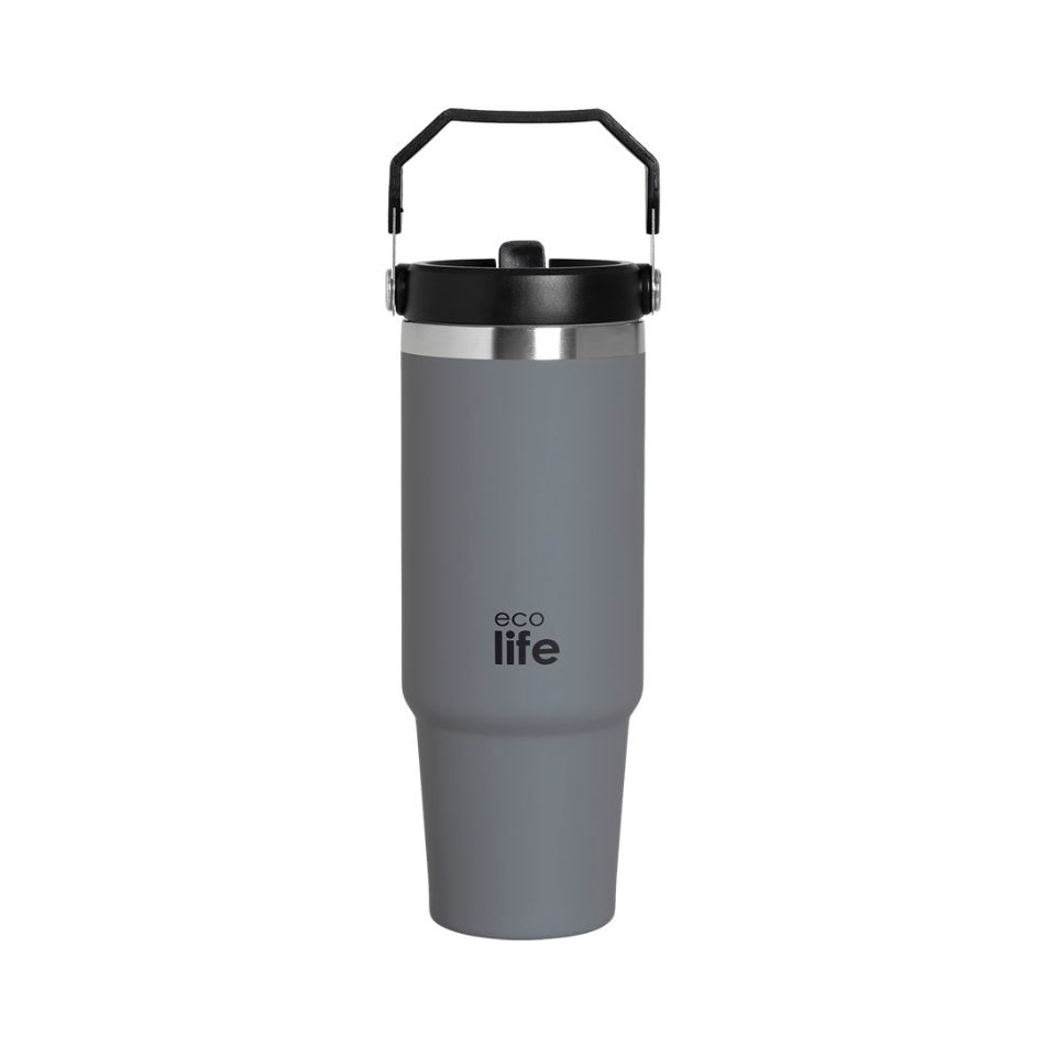 ECOLIFE HANDLE LID TUMBLER 900ML GRAY KOUREAS TOYS