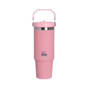 ECOLIFE HANDLE LID TUMBLER 900ML PINK KOUREAS TOYS
