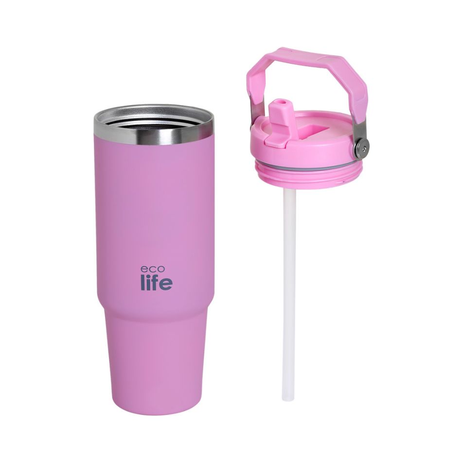 ECOLIFE HANDLE LID TUMBLER 900ML PURPLE KOUREAS TOYS