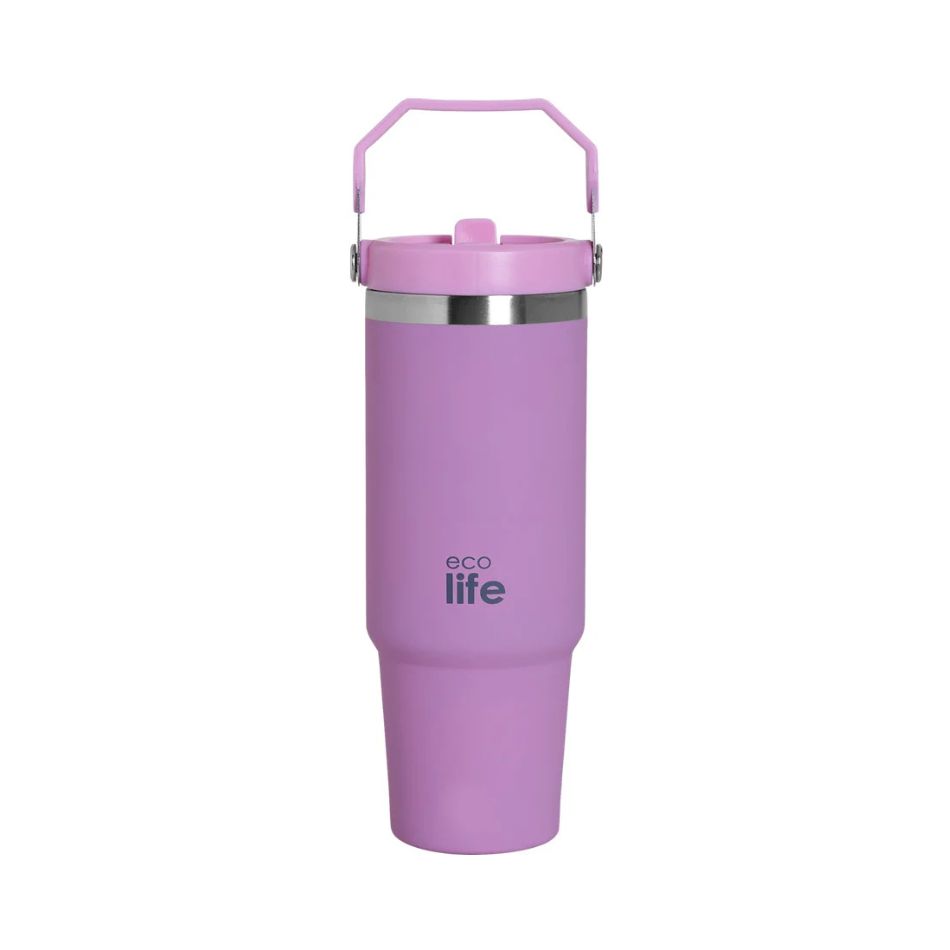 ECOLIFE HANDLE LID TUMBLER 900ML PURPLE KOUREAS TOYS