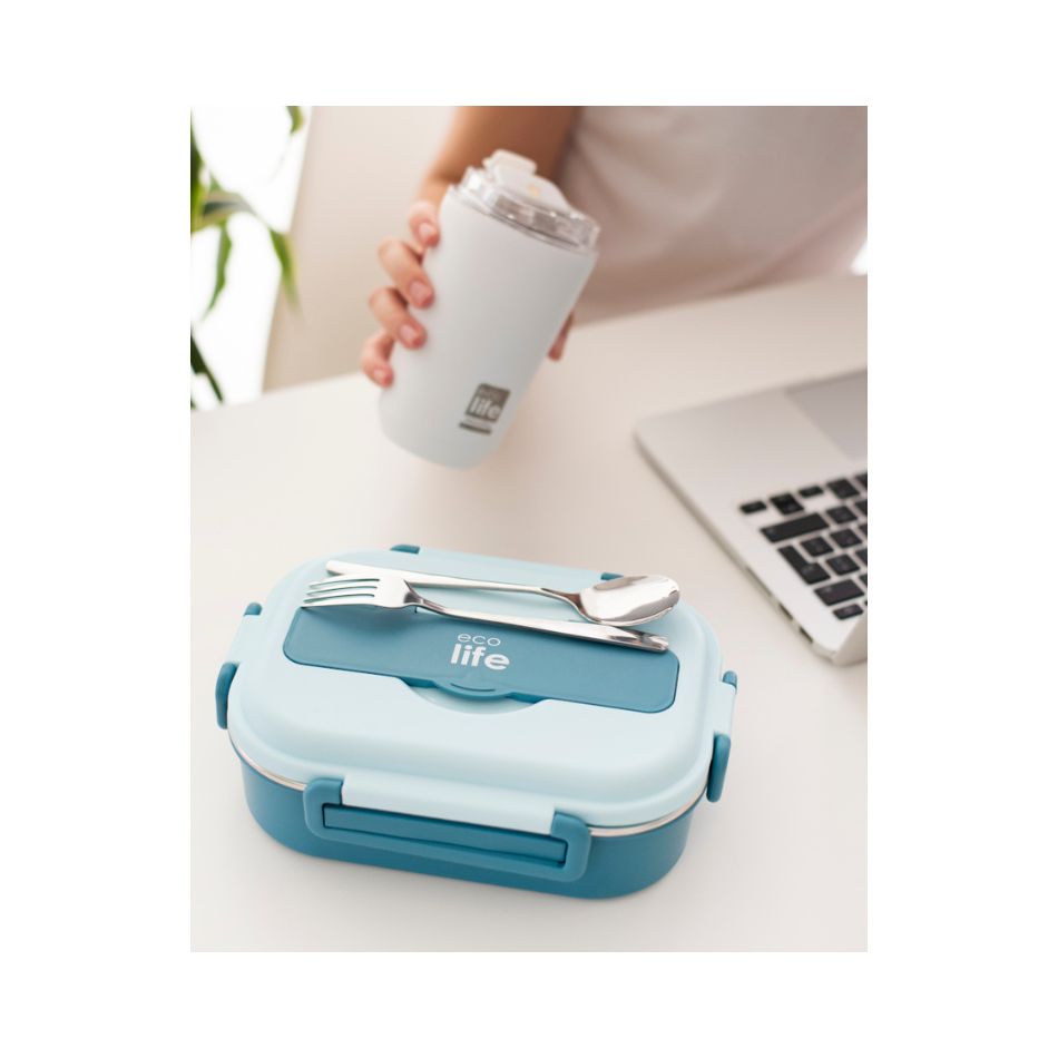 ECOLIFE FOOD CONTAINER 3 SEATER 1LT BLUE KOUREAS TOYS