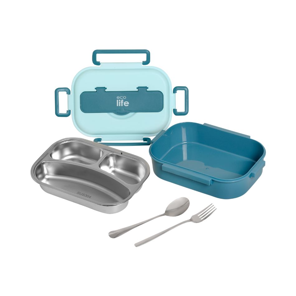ECOLIFE FOOD CONTAINER 3 SEATER 1LT BLUE KOUREAS TOYS