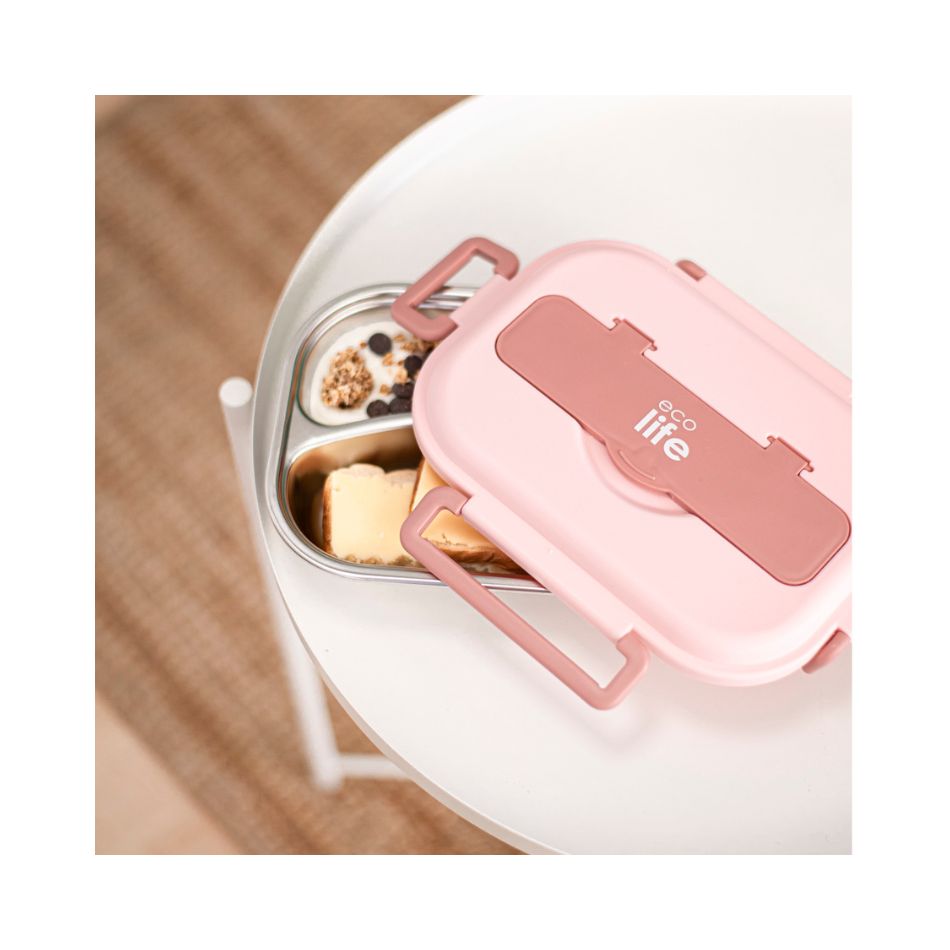 ECOLIFE FOOD CONTAINER 3 SEATER 1LT PINK KOUREAS TOYS