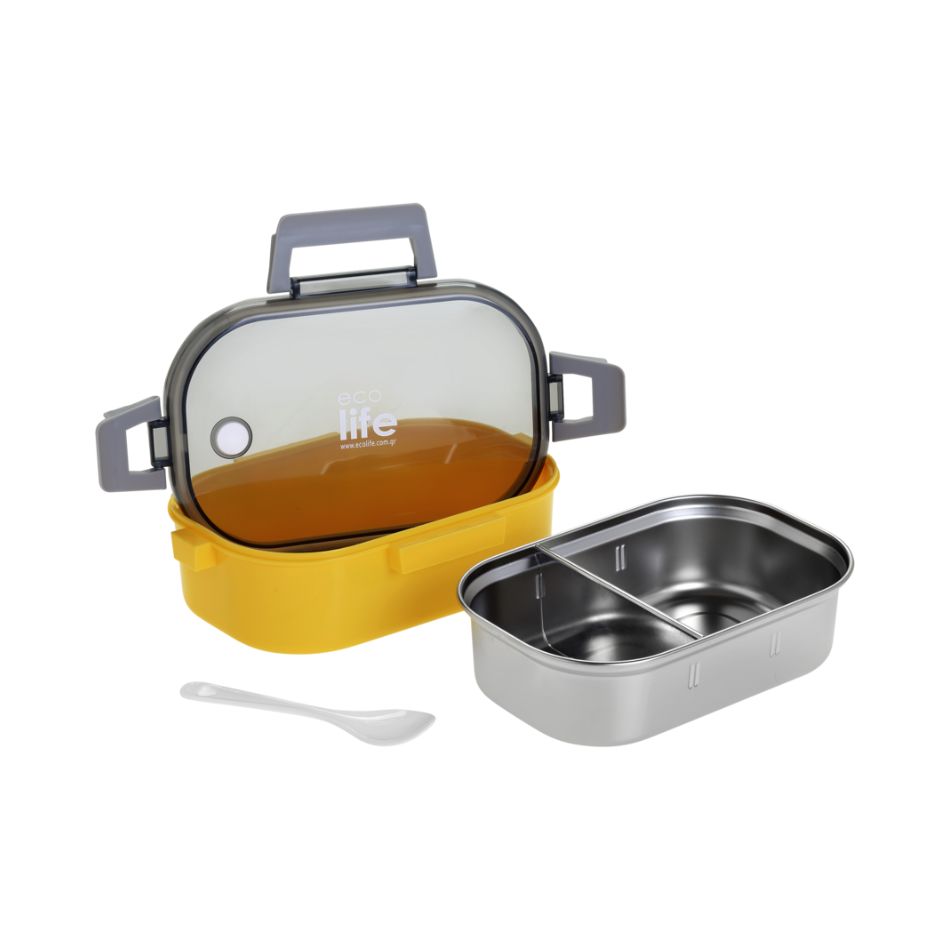 ECOLIFE FOOD CONTAINER WITH DIVIDER 900ML YELLOW KOUREAS TOYS