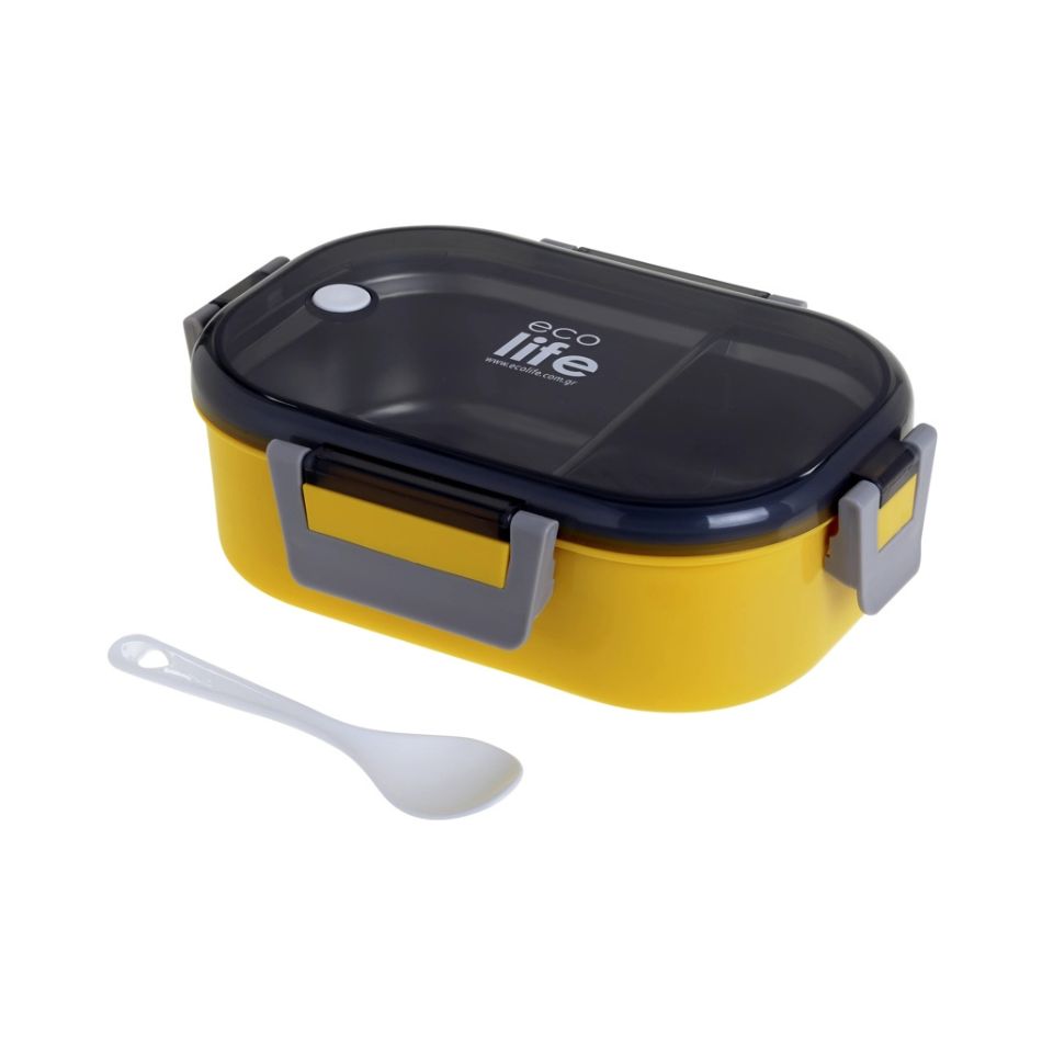 ECOLIFE FOOD CONTAINER WITH DIVIDER 900ML YELLOW KOUREAS TOYS