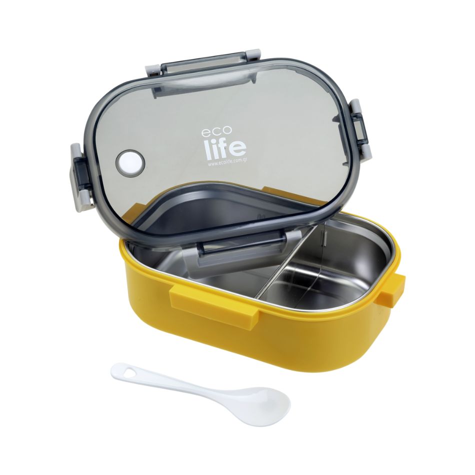 ECOLIFE FOOD CONTAINER WITH DIVIDER 900ML YELLOW KOUREAS TOYS