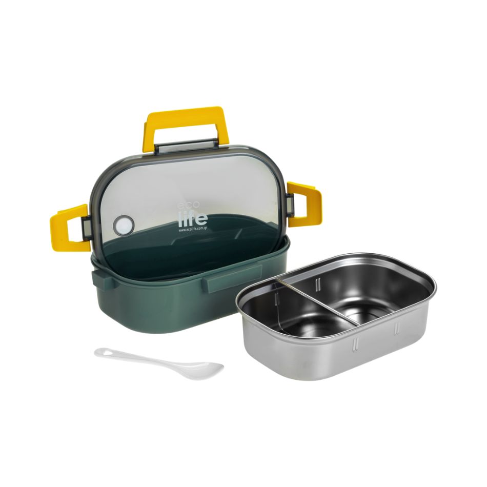 ECOLIFE FOOD CONTAINER WITH DIVIDER 900ML FOREST GREEN KOUREAS TOYS