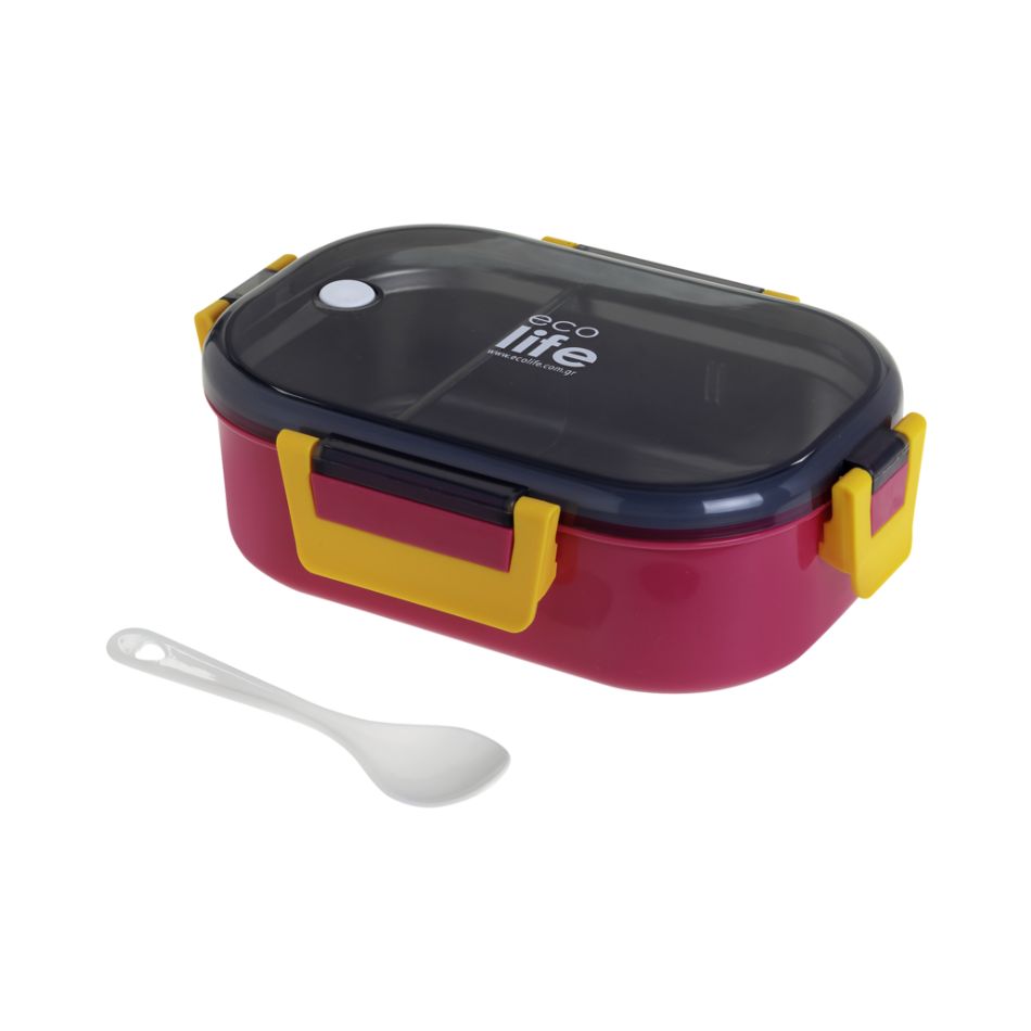 ECOLIFE FOOD CONTAINER WITH DIVIDER 900ML DEEP ROSE KOUREAS TOYS