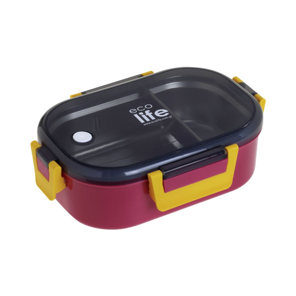 ECOLIFE FOOD CONTAINER WITH DIVIDER 900ML DEEP ROSE KOUREAS TOYS