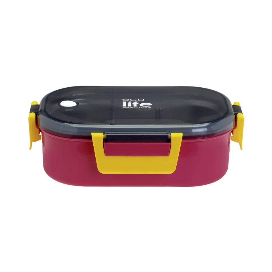 ECOLIFE FOOD CONTAINER WITH DIVIDER 900ML DEEP ROSE KOUREAS TOYS