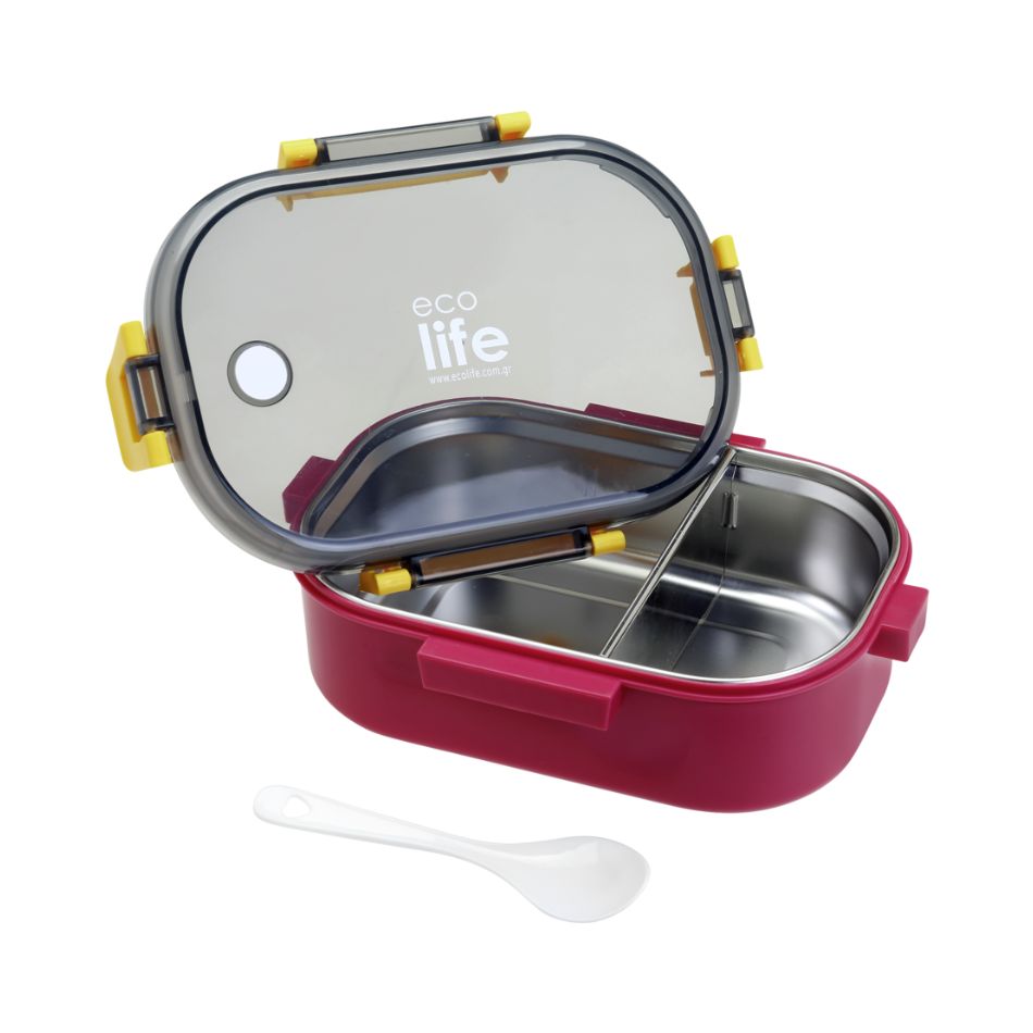 ECOLIFE FOOD CONTAINER WITH DIVIDER 900ML DEEP ROSE KOUREAS TOYS