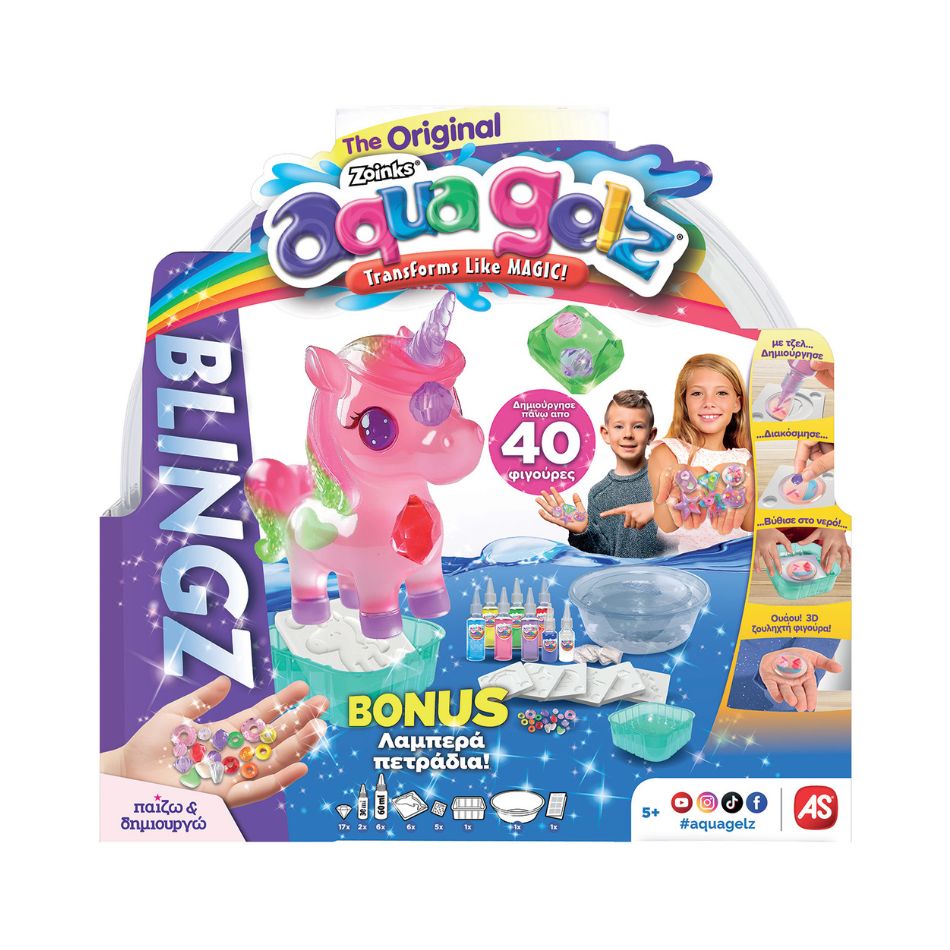 AS 40342 AQUA GELZ SQUISHY FIGURES - BLINGZ DE LUXE PLAYSET KOUREAS TOYS